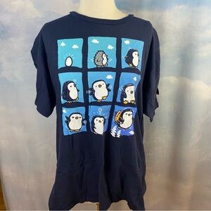 Navy Blue Penguin Graphic Women's Tee Size XL